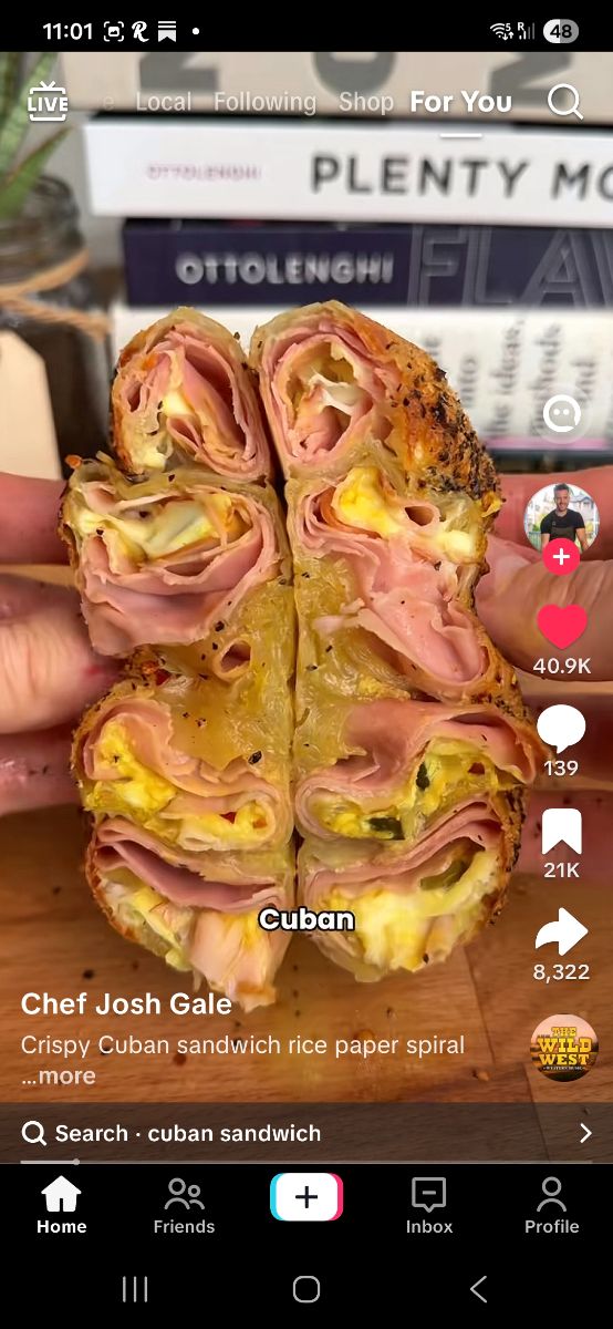 Crispy Cuban Sandwich Rice Paper Spiral