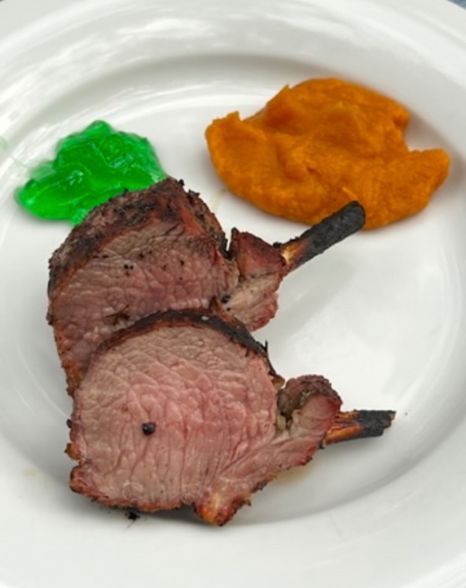 Lamb Chops With Sweet Potato Puree And Mint Jelly