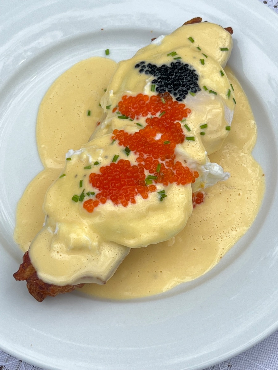 Eggs Benedict With Shikran Caviar spheres